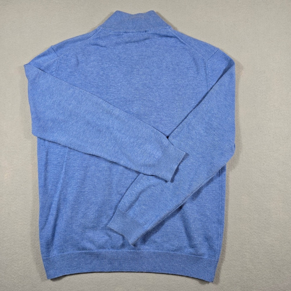 Roundtree & Yorke Mens Medium Blue Sweater 1/4 Zip Pullover Cotton Blend Solid - Picture 7 of 8